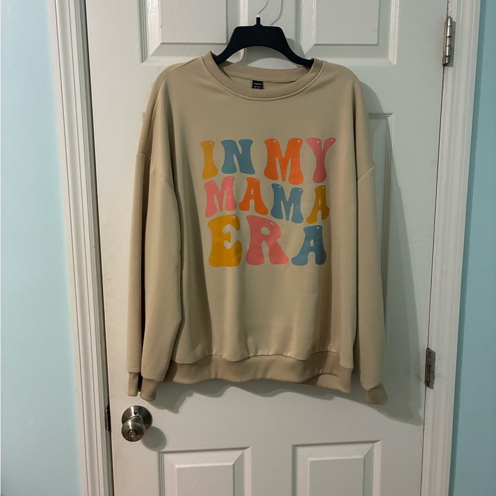 SHEIN Beige Crewneck Sweatshirt